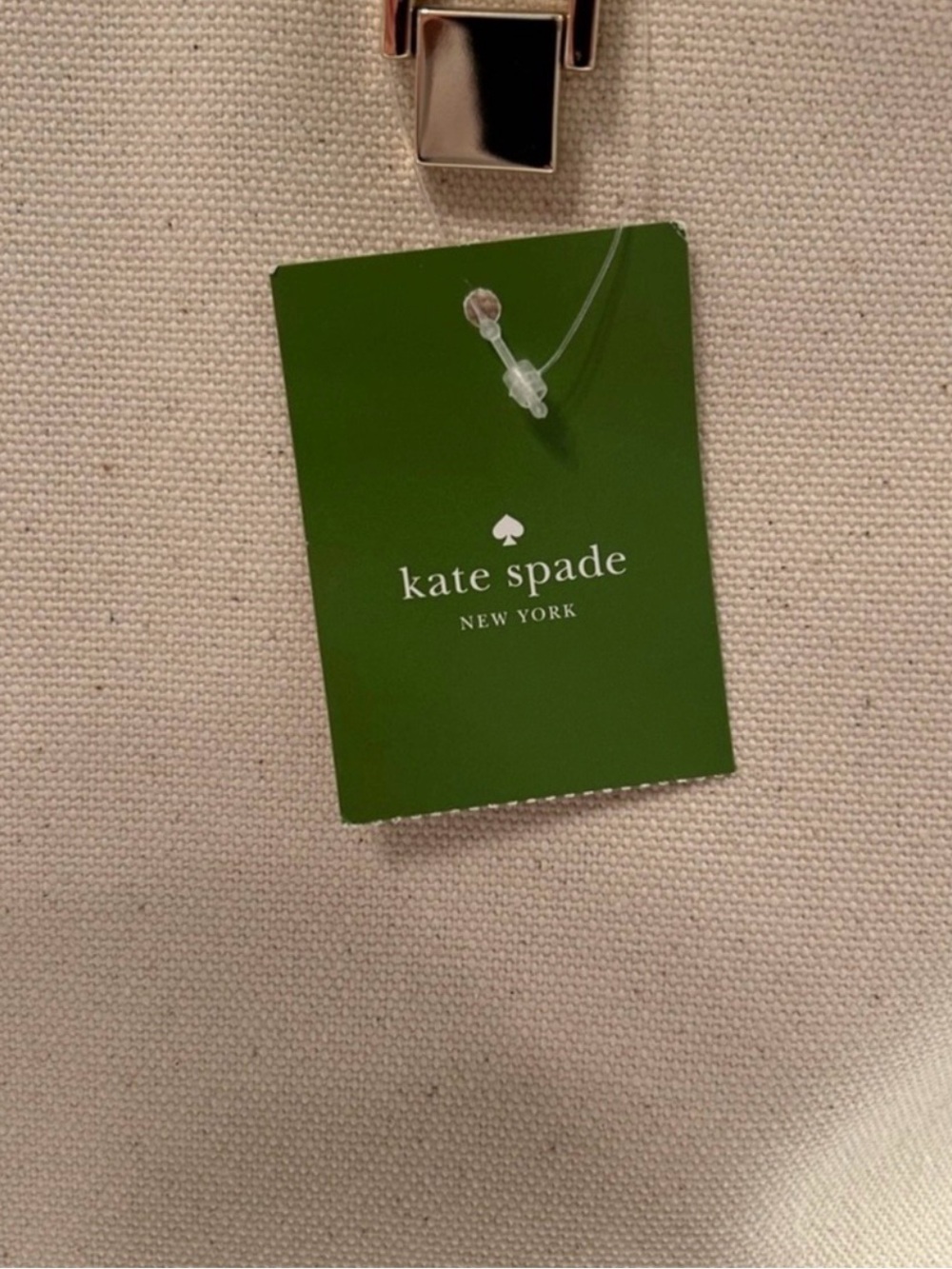 Kate Spade Taren Oliver Street Canvas Tote Natural Navy NWT - Picture 3 of 6